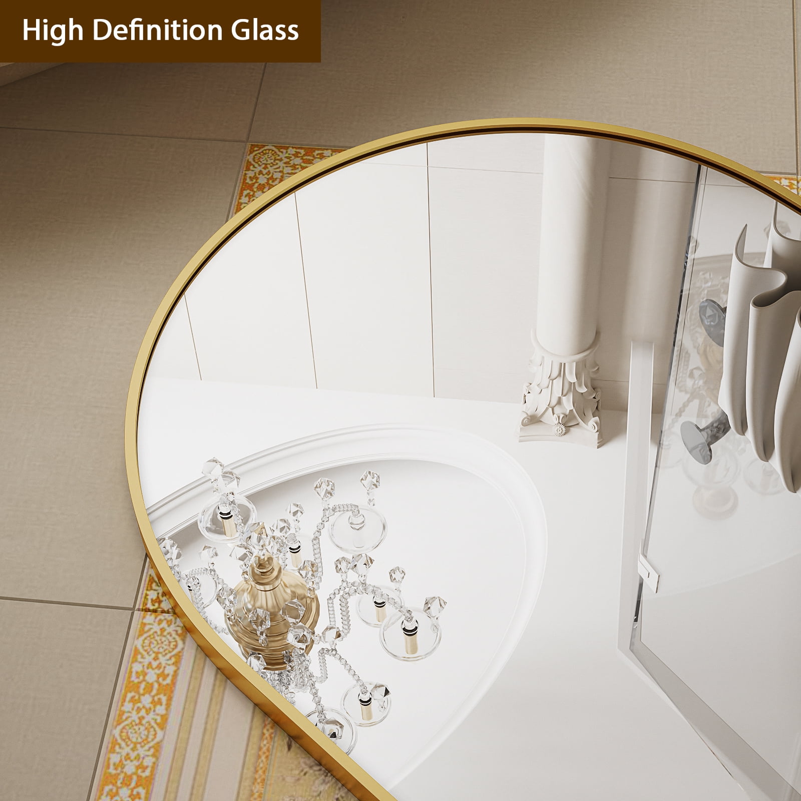 AUROMIR 21"x64" Arched Full Length Mirror Full Body Free Standing Floor Mirror, Gold