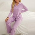 thumbnail image 4 of Womens Pajamas Set Long Sleeve Sleepwear for Women Button Down Nightwear Soft Pj Loungewear Sets with Long Pants, 4 of 7