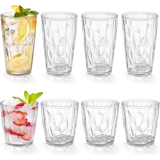 TeamSky 10oz Plastic Stackable Drinking Glasses Set Clear Unbreakable Acrylic  Tumbler - Walmart.com