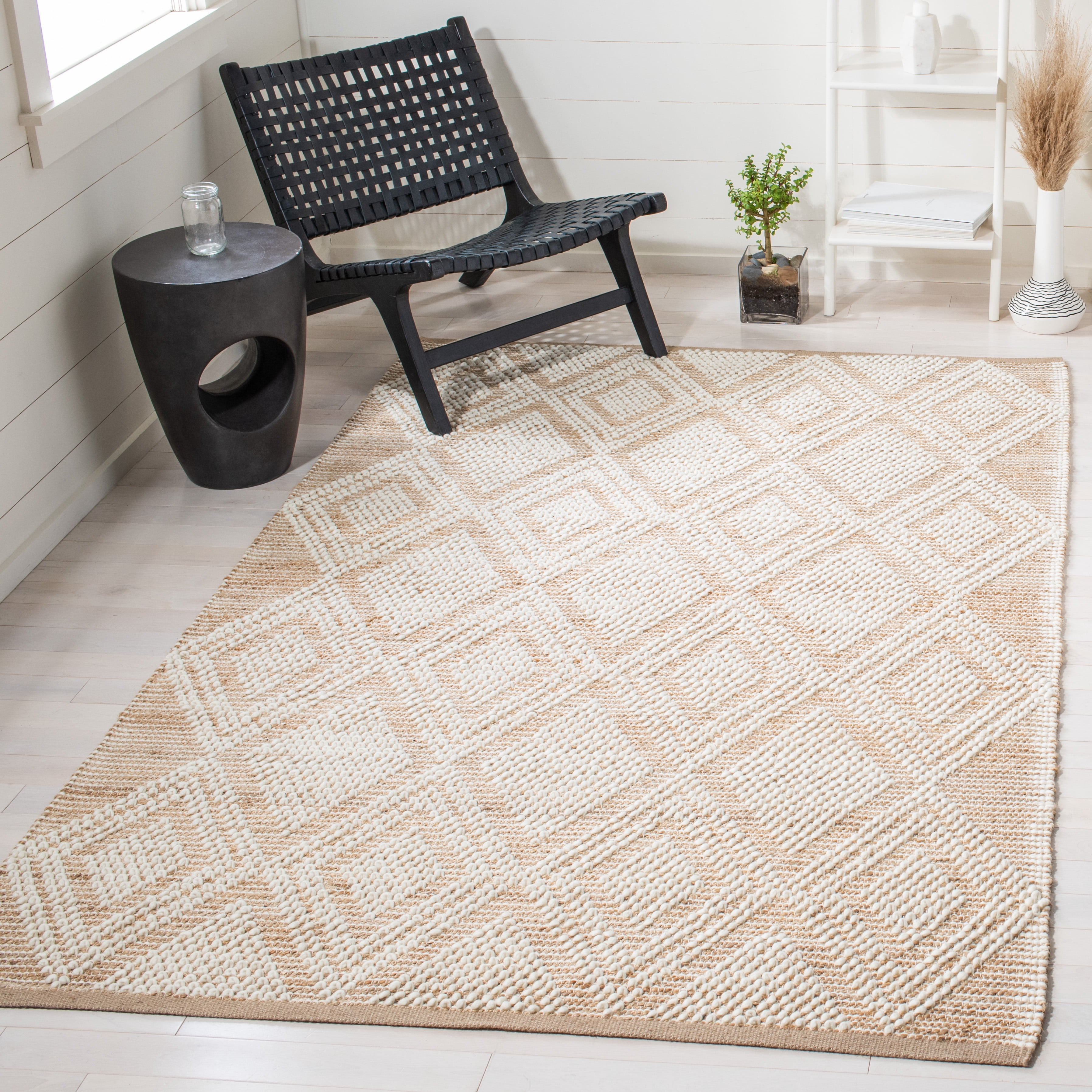 SAFAVIEH Natura Alden Diamond Area Rug, Natural/Ivory, 6' x 6' Square