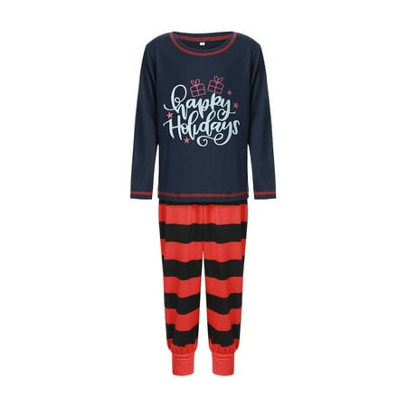 

Gwiyeopda Family Matching Pajamas Sets Letter Printing Long Sleeve Round Collar Sleepwear/Jumpsuit