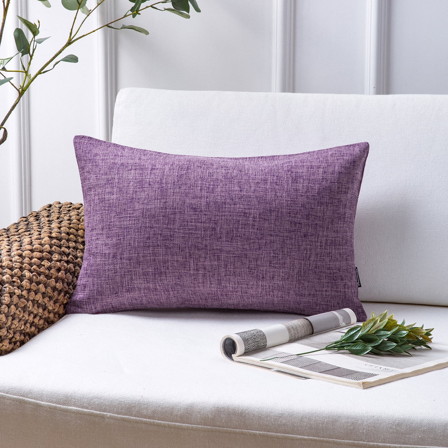 Phantoscope Textural Faux Linen Series Decorative Throw Pillow 12 X 20 Light Purple 1 Pack Walmart Com Walmart Com