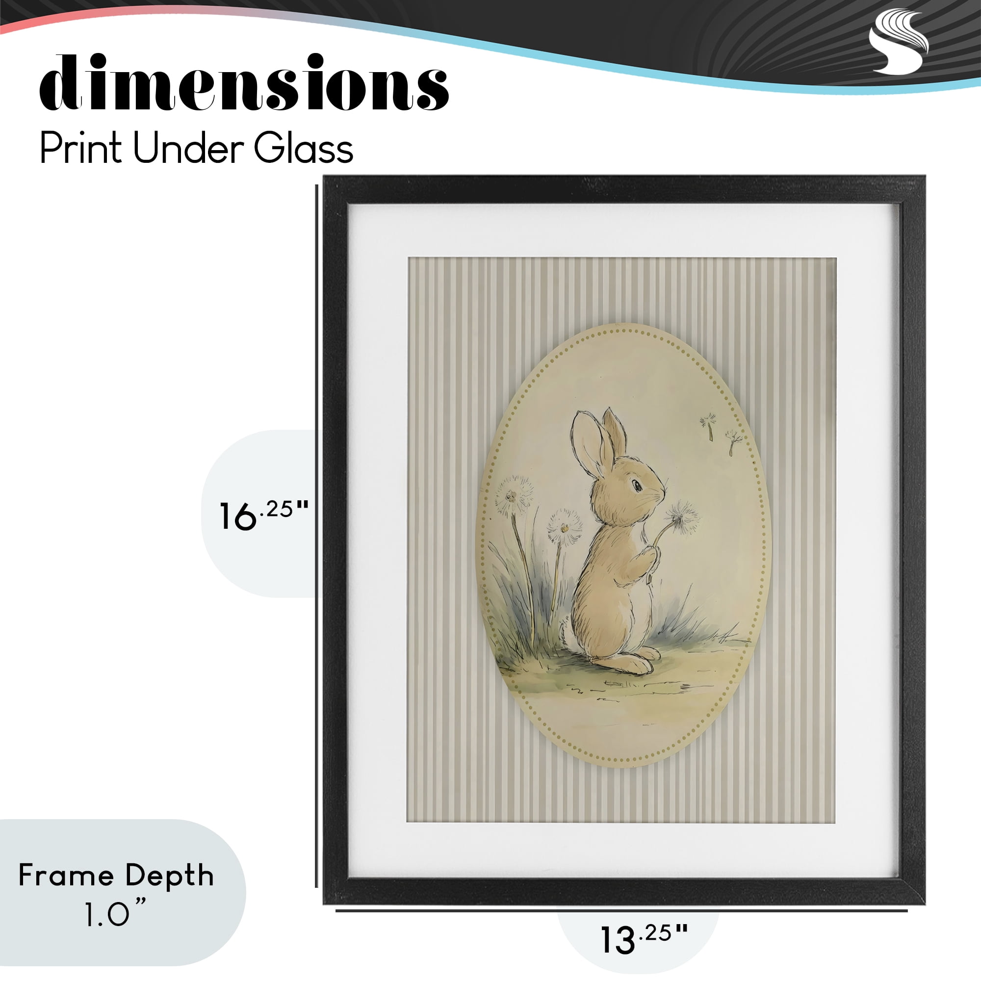 Stupell Industries Baby Bunny in Dandelions Black Framed Print Under Glass, design by Arlington Prints