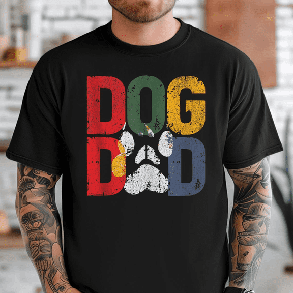 Dog Dad Paw Shirt Gift for Pet Lovers Fathers Day Tshirt for Men and Women