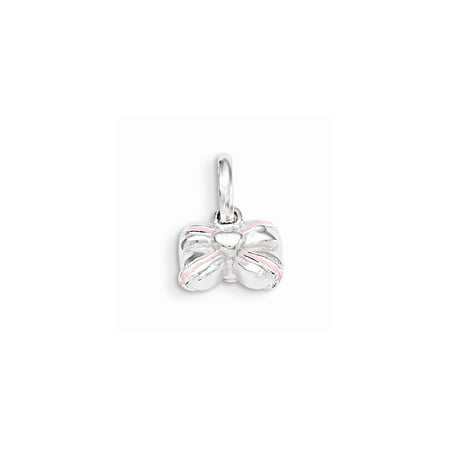 Sterling Silver Pink Enamel Kid's Bow Pendant