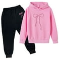 thumbnail image 3 of Rhoudy Girls Clothes 7-8 Years Long Sleeve Floral Print Matching Outfit Playwear Top And Shorts Combocrewneck Tracksuit Pullover Sweatshirt Pants Simple Style Outfits Pink, 3 of 3
