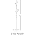 thumbnail image 4 of Kira Home Addison 68" Standing Coat Rack, 6 Hanging Hooks, Sleek Metal Silver Coat Stand, Weighted Base, Satin Steel, 4 of 8