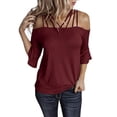 thumbnail image 2 of Moda mujer casual sexy honda manga corta tops blusa casual camiseta Fridja  gope4282, 2 of 4