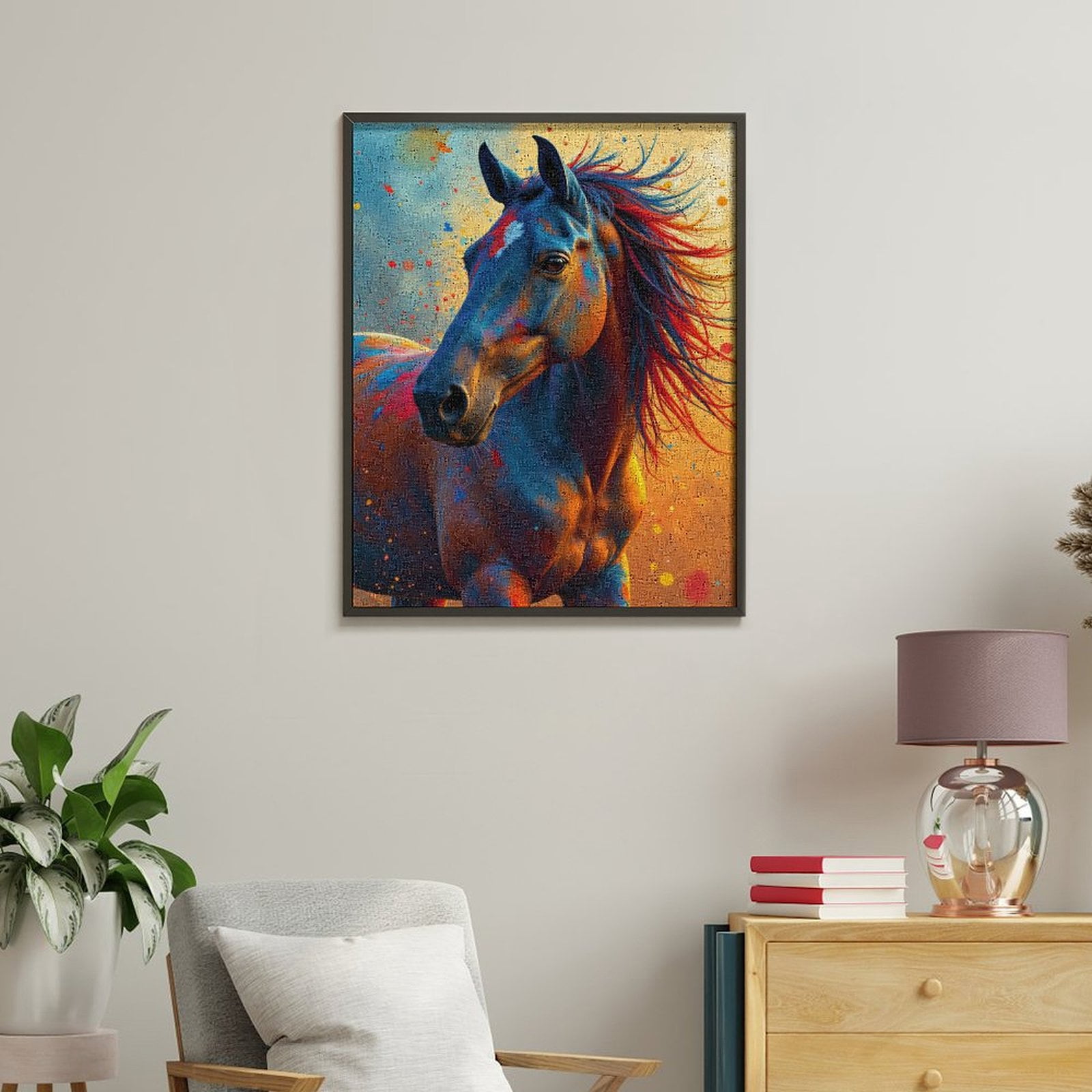 Paint by Numbers Kit for Adults, Colorful Horse Vibrant Background Paint by Numbers, Easy Paint by Numbers Kit for Adults Beginner, DIY Adult Paint by Number Kits on Canvas, 12x16in Home Decor