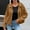 Khaki, variant on Hueook Barn Jackets for Women's Casual Sleeve Zipper Loose Suede Textured Coat Long Sleeve Hoodless Casual Coat/Jacket Coffee 2X