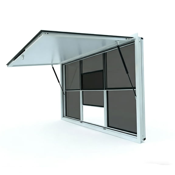60x36in Serving Window, Concession Window with Awning Door and Drag Hook, Food Truck Window, Concession Stand Serving Window for Mobile Vending