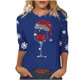 thumbnail image 2 of Navidad Mujeres Tops, Manga 3/4 Cuello Redondo Suéter con Impresión de Vacaciones, Camiseta de Manga Larga, 2 of 8