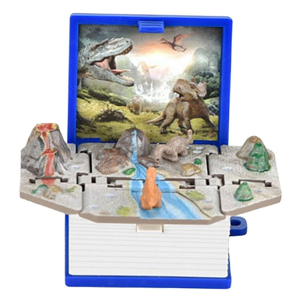 Figura plegable libro llavero 3D libro plegable tridimensional para Goody Bag Filler dinosaurio azul SM SunniMix llavero libro