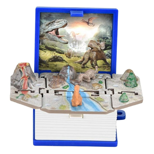 Llavero libro CUTICAT Figura Plegable Dinosaurio Azul para Regalo de Cumpleaños