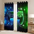 thumbnail image 2 of Homewish Blue Green Gamepad Blackout Curtains Set of 2 (52x84 Each) for Kids, Modern Gaming Gamer Window Curtains, Neon Abstract Stripes Curtains and Drapes, Black Out Curtains Decor, 2 of 6