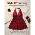thumbnail image 4 of QSAWXQZ Women's Valentine's Plus Size Lingerie Lace Babydoll Chemise Mesh Sleeveless V Neck 2 Piece Sleepwear Nightgown with G String Wine 3XL, 4 of 7