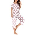 thumbnail image 4 of successthop Women's Summer Pajamas Long Pants Lightweight Plus Size Plaid Short Sleeve with Pockets Button 2 Piece Capri Loungewear L Red, 4 of 6