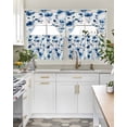 thumbnail image 4 of Blue Floral Spring Swag Kitchen Curtains Sets for Windows 24 Inch Length, Vintage Botanical Blossom Flower Short Window Curtain Panels Swags Valances and Tiers 3 Piece Set for Cafe/Dining Room, 4 of 5