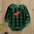 thumbnail image 2 of Christmas Baby Romper Newborn Baby Boys Red Plaid Long Sleeve Jumpsuit Infant Deer Onesies Winter Clothes, 2 of 6