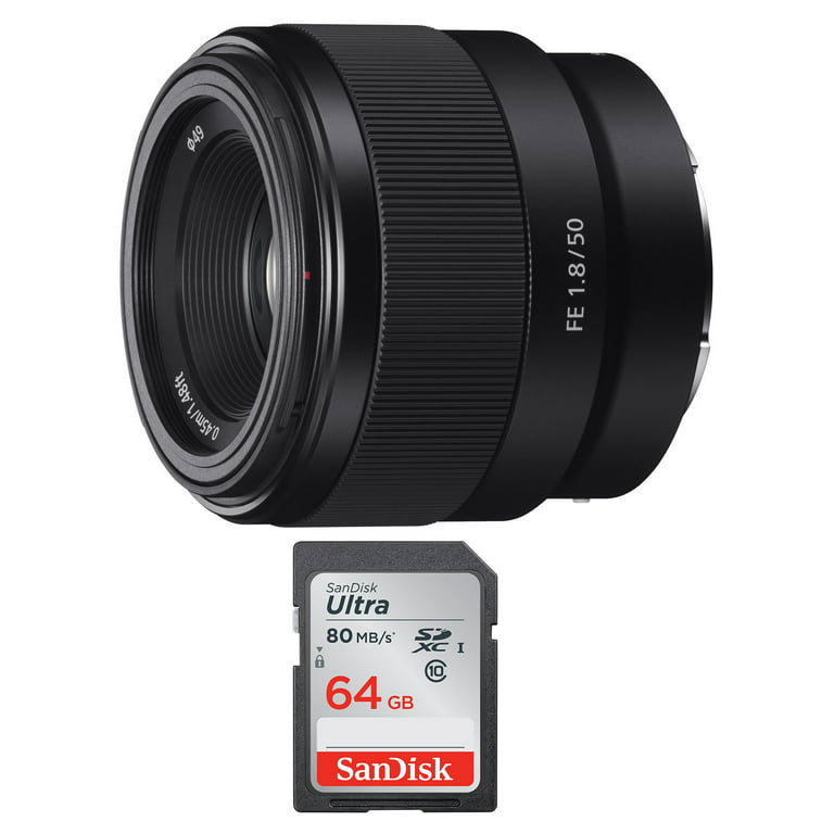 Sony FE 50mm F1.8 Lens & SanDisk 64GB SD Card - Walmart.com