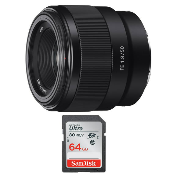 Sony FE 50mm F1.8 Lens & SanDisk 64GB SD Card