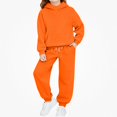 thumbnail image 3 of DJDLJWCJ Girls 2 Piece Outfit Set Solid Color Long Sleeve Pullover Hoodie and Elastic Waist Jogger Sweatpants Set Orange Size 6, 3 of 9
