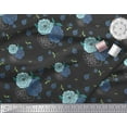 thumbnail image 2 of Soimoi Black Poly Georgette Fabric Leaves & Floral Hand Drawn Decor Fabric Printed Yard 42 Inch Wide, 2 of 3