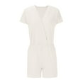 thumbnail image 4 of aidice Womens Rompers for Summer Ribbed V Neck Crisscross Short Sleeve Drop Shoulder Casual Jumpsuit, 4 of 6