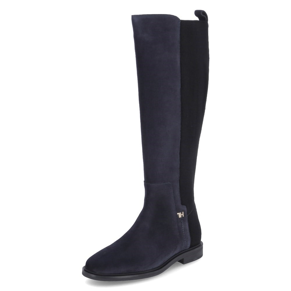 tommy hilfiger essential suede flat long boots