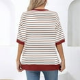 thumbnail image 5 of Drses Womens Summer Tops Casual Crewneck Short Sleeve Striped Color Block Hem Trendy Pullover Knitted T Shirts Blouse, 5 of 6