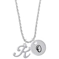 thumbnail image 1 of Delight Jewelry Silvertone Small Gelato Script Initial - K - Silvertone Script Initial Disc - O - Charm Necklace, 20"+3", 1 of 4