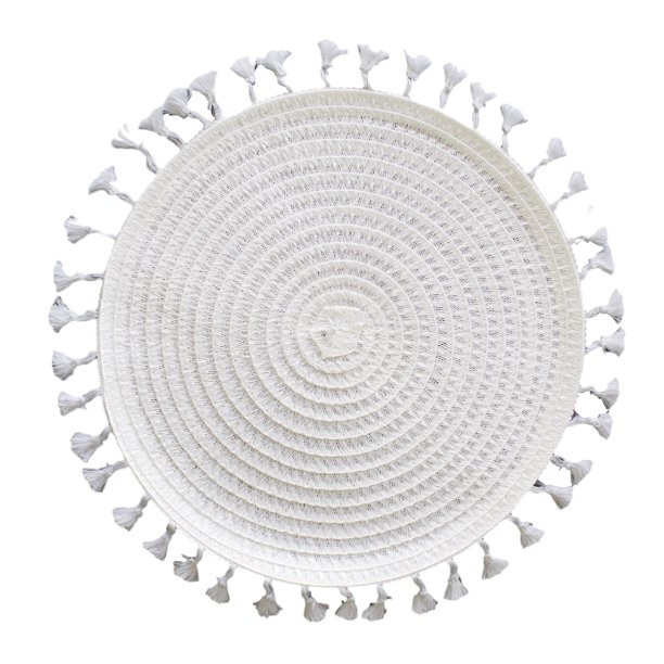 Fennco Styles Tasseled Woven Polypropylene 14 x 14 Inch Placemats, Set