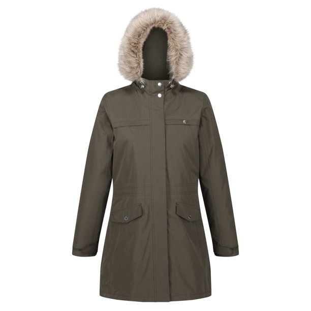 Regatta - Parka Serleena II de Piel Sintética Invierno para Mujer (Caqui Oscuro) Regatta UTRG5742_darkkhaki