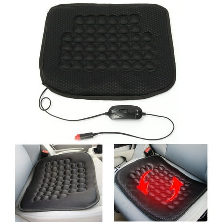 Electric Car Front Seat Heated Cushion Thermal Heating Pad Black 12V 30W Winter Warmer Cover Black Vehicle Van Auto SUV Truck Caravan Fiber & Cloth US