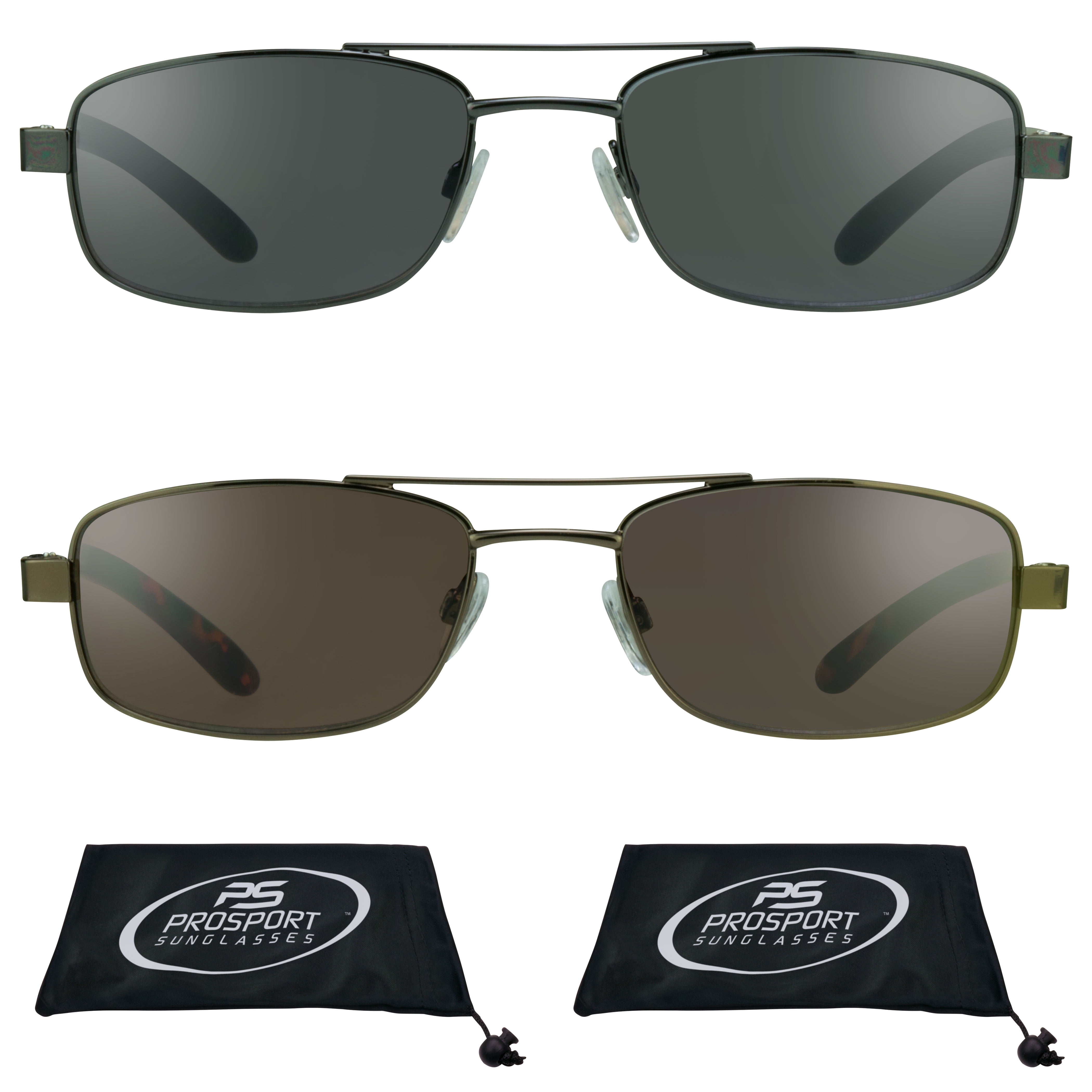 proSPORT Reading Sunglass Reader Square Aviator Smoke & Brown Lenses