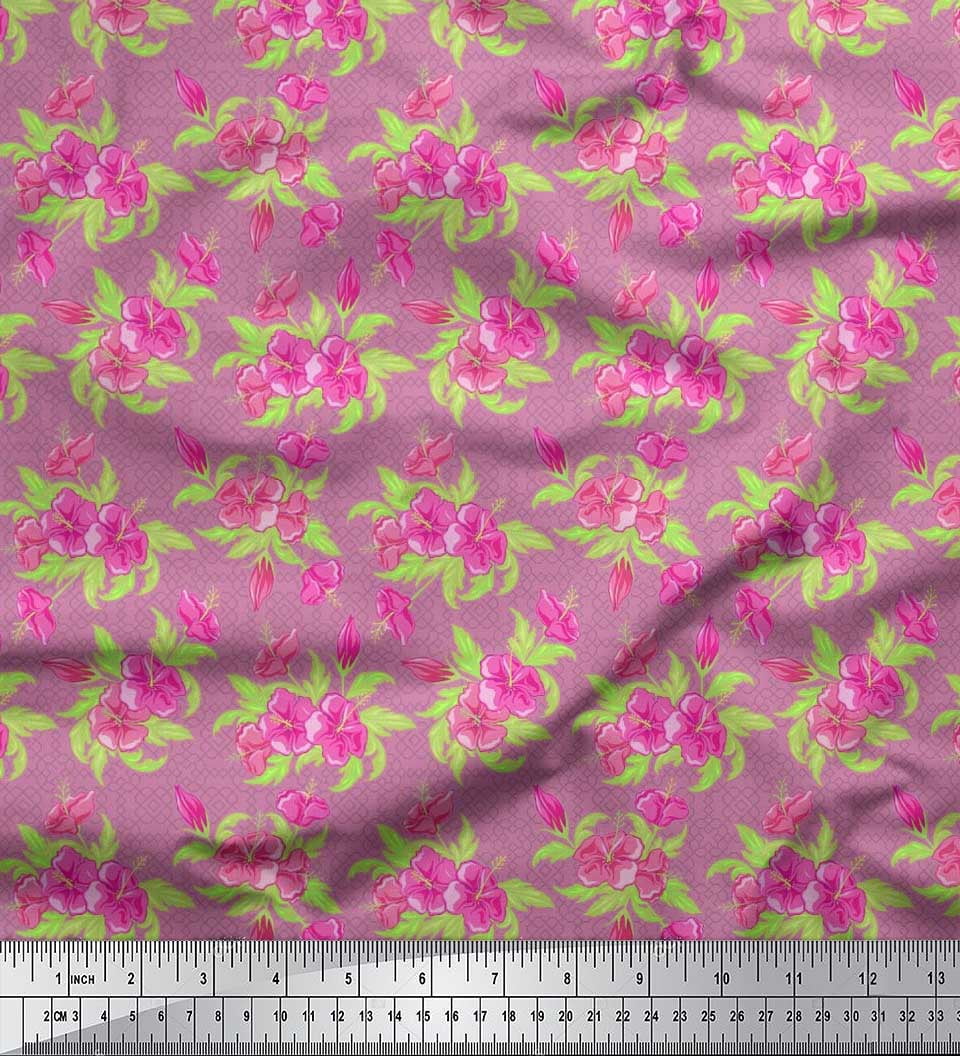 Soimoi Cotton Cambric Fabric Geometric Design,Leaves & Floral Artistic