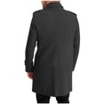 thumbnail image 3 of qolati Mens Trench Coat Classic Fit Stand Collar Fall Winter Single Breasted Pea Coat Warm Soft Overcoat, 3 of 6