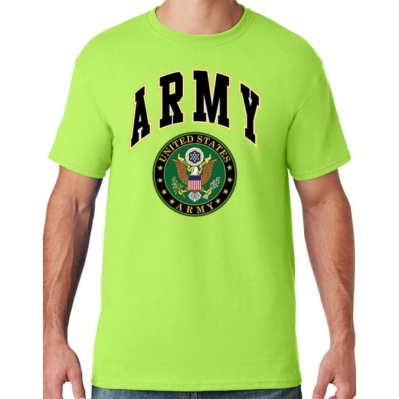 Mens US Army Seal T-shirt, Medium Neon Green