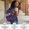 thumbnail image 3 of CHAQLIN Neon Wolf Music Print Side Pockets Laptop Bookbag for Back to School Casual, Waterproof Compartment Polyester Kids Backpack, 3 of 7