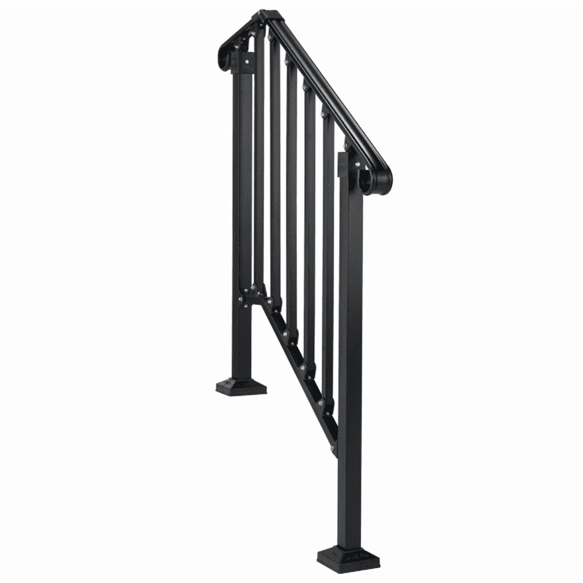 2‑Tier ABS Plastic Handrail for Patio Courtyard Stairs, Matte Black