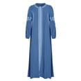 thumbnail image 3 of FcBaudy Robe à Manches Longues Col Rond, Robes pour Femmes, Robes d'Été pour Femmes, Abaya Musulmane Longue Robe Imprimée Florale Vintage Kaftan Robes Maxi Islamiques Robe pour Femmes, 3 of 9