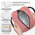 thumbnail image 2 of Horeoi Red And White Stripes Pattern Large Insulated Lunch Bag for Work, School, Picnic - Waterproof, Durable Oxford Cloth, Comfortable Handle-Black, 2 of 9