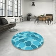 thumbnail image 4 of Ahgly Company Machine Washable Indoor Square Transitional Bright Turquoise Blue Area Rugs, 5' Square, 4 of 7