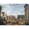 thumbnail image 2 of Panini, Giovanni Paolo 14x11 Gold Ornate Wood Framed with Double Matting Museum Art Print Titled - A Capriccio View of Rome With The Colosseum, 2 of 4