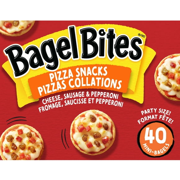 Pizzas collations surgelées Bagel Bites Fromage, saucisse et pepperoni, 882 g, 40 mini-bagels 882g