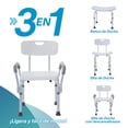 thumbnail image 2 of Gm Silla De Ducha 3 En 1 Con Respaldo Y Agarraderas Silla Regadera Baño Brazos Altura Ajustable, 2 of 9