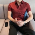 thumbnail image 3 of Men Casual Business Button Down Slim Fit Dress Shirts Short Sleeve Formal Blouse, 3 of 11