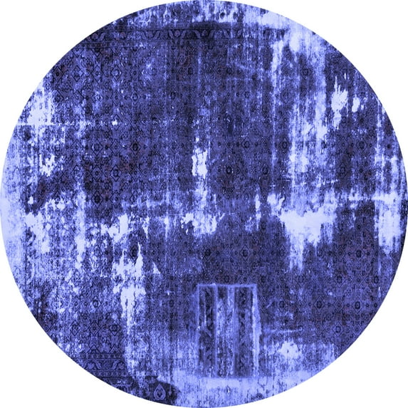 Ahgly Company Indoor Round Abstract Blue Modern Area Rugs, 4' Round