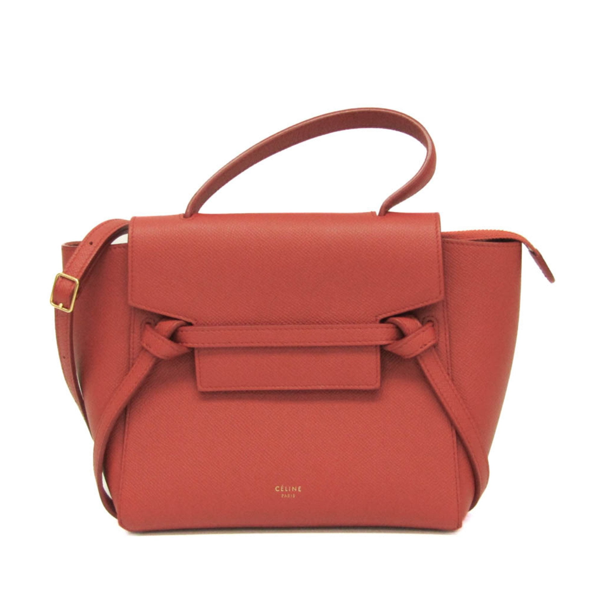 Celine Belt Bag Nano Women\'s Leather Handbag,Shoulder Bag Red Brown Celine Grained Calfskin Nano Belt Bag Burgundy 735004  main image 3