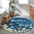 thumbnail image 4 of Life Is Better At The Beach Round&nbsp;Area Rug&nbsp;3.3 ft Summer Ocean Starfish Flower Seashell Washable Rugs for Living Room, Non Slip Soft Carpet for Bedroom Entryway Dining Room, 4 of 9